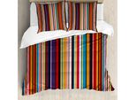 Abakuhaus Copripiumino Astratto, Colori Vivaci A Righe, Antiacaro, Adatto A Chi Soffre Di Allergie, Con Federe, 155 Cm X 220 Cm - 80 X 80 Cm, Multicolore
