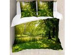 Abakuhaus Copripiumino Verde, Summer Park Hamburg, Antiacaro, Adatto A Chi Soffre Di Allergie, Con Federe, 155 Cm X 220 Cm - 80 X 80 Cm, Verde