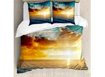 Abakuhaus Copripiumino Ocean, Majestic Tramonto Sul Mare, Antiacaro, Adatto A Chi Soffre Di Allergie, Con Federe, 200 Cm X 200 Cm - 80 X 80 Cm, Turchese Arancione Blu