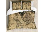 Abakuhaus Set Copripiumino Antico Per Letti Matrimoniali, Mappa Storica Mondiale, Antiacaro, Adatto A Chi Soffre Di Allergie, Con Federe, Grigio, Giallo, Blu-Grigio, Rosso Cinabro, Verde Lime