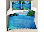 Abakuhaus Copripiumino Naturale, Panorama Scenografico Di Palawan, Antiacaro, Adatto A Chi Soffre Di Allergie, Con Federe, 200 Cm X 200 Cm - 80 X 80 Cm, Blu, Verde, Bianco