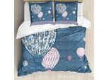 Abakuhaus Set Copripiumino Retrò Per Letti Matrimoniali, Palloncini A Pois, Antiacaro, Adatto A Chi Soffre Di Allergie, Con Federe, Blu Grigio Rosa Chiaro