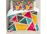 Copripiumino Abakuhaus Retro, Funk Kunst Grungy Summary, Antiacaro, Adatto A Chi Soffre Di Allergie, Con Federe, 155 Cm X 220 Cm - 80 X 80 Cm, Multicolore