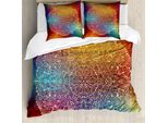 Abakuhaus Copripiumino Astratto, Dettagli Floreali Orientali, Antiacaro, Adatto A Chi Soffre Di Allergie, Con Federe, 155 Cm X 220 Cm - 80 X 80 Cm, Multicolore