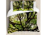 Abakuhaus Copripiumino Naturale, Albero Maestoso Thailandia, Antiacaro Adatto A Chi Soffre Di Allergie Con Federe, 155 Cm X 220 Cm - 80 X 80 Cm, Verde Marrone