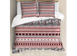 Abakuhaus Copripiumino Con Fiori, Strisce Floreali Primaverili, Antiacaro, Adatto A Chi Soffre Di Allergie, Con Federe, 200 Cm X 200 Cm - 80 X 80 Cm, Grigio Rosa Bordeaux