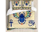 Abakuhaus Set Copripiumino Egiziano Per Letti Matrimoniali, Simbolo Dello Scarabeo Occhio Di Ra, Antiacaro, Adatto A Chi Soffre Di Allergie, Con Federe, Multicolore