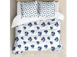 Abakuhaus Copripiumino Con Fiori, Acquerello Fiori Viola, Antiacaro Adatto A Chi Soffre Di Allergie Con Federe, 155 Cm X 220 Cm - 80 X 80 Cm, Turchese Blu Navy
