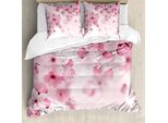 Abakuhaus Copripiumino Con Fiori, Fiori Eastern Sakura, Antiacaro, Adatto A Chi Soffre Di Allergie, Con Federe, 200 Cm X 200 Cm - 80 X 80 Cm, Rosa Pallido Rosa Baby