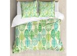 Abakuhaus Set Copripiumino Naturale Per Letti Matrimoniali, Foglie Disegnate A Mano, Antiacaro, Adatto A Chi Soffre Di Allergie, Con Federe, Multicolore