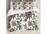 Abakuhaus Copripiumino Con Motivi Floreali, Decorazioni Floreali Vintage, Antiacaro, Adatto A Chi Soffre Di Allergie, Con Federe, 155 Cm X 220 Cm - 80 X 80 Cm, Multicolore
