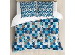 Abakuhaus Copripiumino Astratto, Motivo Mosaico Pastello, Antiacaro, Adatto A Chi Soffre Di Allergie, Con Federe, 155 Cm X 220 Cm - 80 X 80 Cm, Multicolore