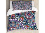 Abakuhaus Copripiumino Vintage, Fiori Circolari, Antiacaro, Adatto A Chi Soffre Di Allergie, Con Federe, 200 Cm X 200 Cm - 80 X 80 Cm, Multicolore