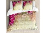 Abakuhaus Copripiumino Con Fiori, Fiori Di Oleandro Vintage, Antiacaro, Adatto A Chi Soffre Di Allergie, Con Federe, 155 Cm X 220 Cm - 80 X 80 Cm, Rosa, Verde, Giallo Pallido