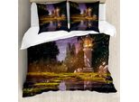 Abakuhaus Copripiumino Paesaggio, Lanterna Foresta Notte, Antiacaro, Adatto A Chi Soffre Di Allergie, Con Federe, 155 Cm X 220 Cm - 80 X 80 Cm, Multicolore
