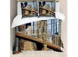 Abakuhaus Copripiumino Urbano, Skyline Di Brooklyn Nyc, Antiacaro, Adatto A Chi Soffre Di Allergie, Con Federe, 200 Cm X 200 Cm - 80 X 80 Cm, Multicolore