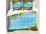 Abakuhaus Copripiumino Tropicale, Coconut Ananas Estate, Antiacaro, Adatto A Chi Soffre Di Allergie, Con Federe, 155 Cm X 220 Cm - 80 X 80 Cm, Blu, Verde, Marrone