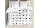 Abakuhaus Copripiumino Astratto, Big Little Pop-Art-Dots, Antiacaro, Adatto A Chi Soffre Di Allergie, Con Federe, 200 Cm X 200 Cm - 80 X 80 Cm, Bianco E Nero