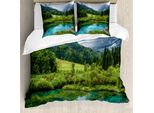 Abakuhaus Copripiumino Paesaggio, Zelenci Pond Slovenia, Antiacaro, Adatto A Chi Soffre Di Allergie, Con Federe, 155 Cm X 220 Cm - 80 X 80 Cm, Verde Acquamarina