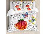 Abakuhaus Copripiumino Naturale, Fiori Vorticosi Fenicottero, Antiacaro, Adatto A Chi Soffre Di Allergie, Con Federe, 155 Cm X 220 Cm - 80 X 80 Cm, Multicolore