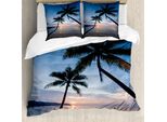 Abakuhaus Copripiumino Tropicale, Sunset Beach Thailand, Antiacaro, Adatto A Chi Soffre Di Allergie, Con Federe, 200 Cm X 200 Cm - 80 X 80 Cm, Blu Nero Rosa Chiaro