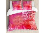Abakuhaus Copripiumino Mandala, Motivi, Antiacaro, Adatto A Chi Soffre Di Allergie, Con Federe, 200 Cm X 200 Cm - 80 X 80 Cm, Rosa Corallo Bianco