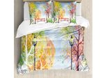 Abakuhaus Copripiumino Paesaggio, Lanterna Autunnale Nel Parco, Antiacaro, Adatto A Chi Soffre Di Allergie, Con Federe, 200 Cm X 200 Cm - 80 X 80 Cm, Multicolore