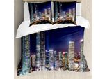 Abakuhaus Copripiumino Urbano, Skyline Della Città Moderna, Antiacaro, Adatto A Chi Soffre Di Allergie, Con Federe, 200 Cm X 200 Cm - 80 X 80 Cm, Multicolore