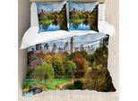 Abakuhaus New York Copripiumino, Central Park Autunno, Antiacaro Adatto A Chi Soffre Di Allergie Con Federe, 200 Cm X 200 Cm - 80 X 80 Cm, Multicolore