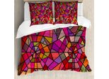 Abakuhaus Copripiumino Astratto, Mosaico Vitray Triangle, Antiacaro, Adatto A Chi Soffre Di Allergie, Con Federe, 155 Cm X 220 Cm - 80 X 80 Cm, Multicolore