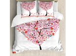 Abakuhaus Valentine Copripiumino, Heart Shaped Baum, Antiacaro, Adatto A Chi Soffre Di Allergie, Con Federe, 155 Cm X 220 Cm - 80 X 80 Cm, Multicolore