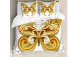 Abakuhaus Copripiumino Moderno, Macro Butterfly, Antiacaro, Adatto A Chi Soffre Di Allergie, Con Federe, 155 Cm X 220 Cm - 80 X 80 Cm, Cannella, Calendula, Seppia