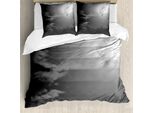 Abakuhaus Copripiumino Notte Stellata, Luna Piena E Nuvole, Antiacaro, Adatto A Chi Soffre Di Allergie, Con Federe, 200 Cm X 200 Cm - 80 X 80 Cm, Bianco E Nero