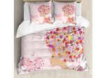 Abakuhaus Copripiumino Rosa, Fiori E Farfalle, Antiacaro, Adatto A Chi Soffre Di Allergie, Con Federe, 200 Cm X 200 Cm - 80 X 80 Cm, Multicolore