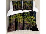 Abakuhaus Copripiumino Wald, Alberi Autunnali Selvaggi, Antiacaro, Adatto A Chi Soffre Di Allergie, Con Federe, 155 Cm X 220 Cm - 80 X 80 Cm, Verde Rosa Chiaro