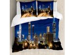 Abakuhaus Copripiumino Urbano, Atlanta Skyline Al Tramonto, Antiacaro, Adatto A Chi Soffre Di Allergie, Con Federe, 200 Cm X 200 Cm - 80 X 80 Cm, Multicolore