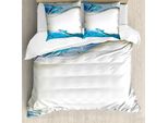 Abakuhaus Copripiumino Ocean, Dolphins Sea Waves Drops, Antiacaro, Adatto A Chi Soffre Di Allergie, Con Federe, 155 Cm X 220 Cm - 80 X 80 Cm, Beige, Blu, Acquamarina