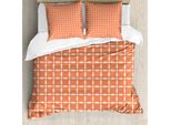 Abakuhaus Copripiumino Con Motivi Floreali, Piastrelle Moderne Con Motivi Floreali, Antiacaro, Adatto A Chi Soffre Di Allergie, Con Federe, 200 Cm X 200 Cm - 80 X 80 Cm, Arancione E Bianco