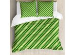 Abakuhaus Copripiumino Geometrico, Motivo A Righe Irlandesi, Antiacaro, Adatto A Chi Soffre Di Allergie, Con Federe, 200 Cm X 200 Cm - 80 X 80 Cm, Verde Lime Verde Scuro