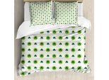 Abakuhaus Set Copripiumino Per Letti Matrimoniali, Verde Trifoglio A Pois Irlandesi, Antiacaro, Adatto A Chi Soffre Di Allergie, Con Federe, Verde Chiaro, Verde Scuro, Bianco