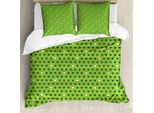 Abakuhaus Copripiumino Verde, Divertenti Cuoricini, Antiacaro, Adatto A Chi Soffre Di Allergie, Con Federe, 155 Cm X 220 Cm - 80 X 80 Cm, Verde Lime Verde Scuro