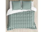 Abakuhaus Copripiumino Astratto, Fiori Ondulati Vintage, Antiacaro, Adatto A Chi Soffre Di Allergie, Con Federe, 155 Cm X 220 Cm - 80 X 80 Cm, Verde Salvia Chiaro E Bianco