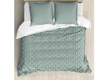 Copripiumino Abakuhaus Retro, Delicati Fiori, Antiacaro, Adatto A Chi Soffre Di Allergie, Con Federe, 200 Cm X 200 Cm - 80 X 80 Cm, Verde Salvia Chiaro E Bianco