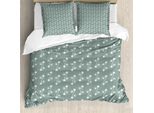 Abakuhaus Copripiumino Vintage Con Motivi Floreali, Tulipani Femminili, Antiacaro, Adatto A Chi Soffre Di Allergie, Con Federe, 155 Cm X 220 Cm - 80 X 80 Cm, Verde Salvia Chiaro E Bianco