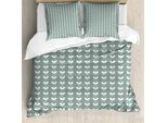 Abakuhaus Copripiumino Naturale, Motivi Barocchi A Tulipani, Antiacaro, Adatto A Chi Soffre Di Allergie, Con Federe, 155 Cm X 220 Cm - 80 X 80 Cm, Verde Salvia Chiaro E Bianco