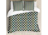 Abakuhaus Set Copripiumino Geometrico Per Letti Matrimoniali, Sovrapposizione Esagonale, Antiacaro, Adatto A Chi Soffre Di Allergie, Con Federe, Azzurro Cielo, Giallo, Nero