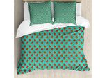 Abakuhaus Copripiumino Moderno, Coccinelle E Stelline, Antiacaro, Adatto A Chi Soffre Di Allergie, Con Federe, 200 Cm X 200 Cm - 80 X 80 Cm, Verde Acqua, Rosso, Nero