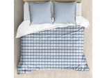 Abakuhaus Copripiumino Geometrico, Linea Diamant Modern, Antiacaro, Adatto A Chi Soffre Di Allergie, Con Federe, 200 Cm X 200 Cm - 80 X 80 Cm, Blu-Ardesia-Blu Bianco