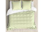 Abakuhaus Copripiumino Naturale, Foglie Geometriche Primaverili, Antiacaro, Adatto A Chi Soffre Di Allergie, Con Federe, 200 Cm X 200 Cm - 80 X 80 Cm, Verde Bianco