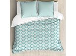 Abakuhaus Set Copripiumino Per Letti Matrimoniali, Righe Sottili, Antiacaro, Adatto A Chi Soffre Di Allergie, Con Federe, Azzurro Cielo E Bianco
